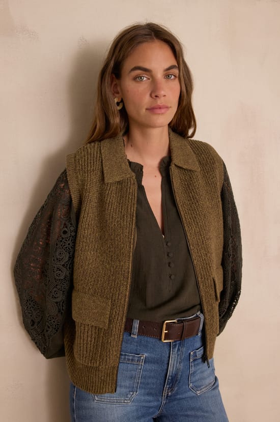 SIMON Sleeveless Cardigan;${refinementColor}