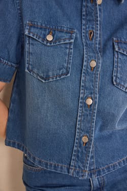 DIEGO short sleeve denim shirt;${refinementColor}