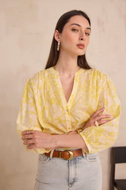 Printed long sleeve cotton blouse DEVONA;${refinementColor}