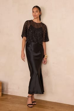 Straight satin dress REFLET;${refinementColor}