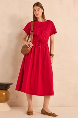 Sleeveless A-line cotton dress PURE;${refinementColor}