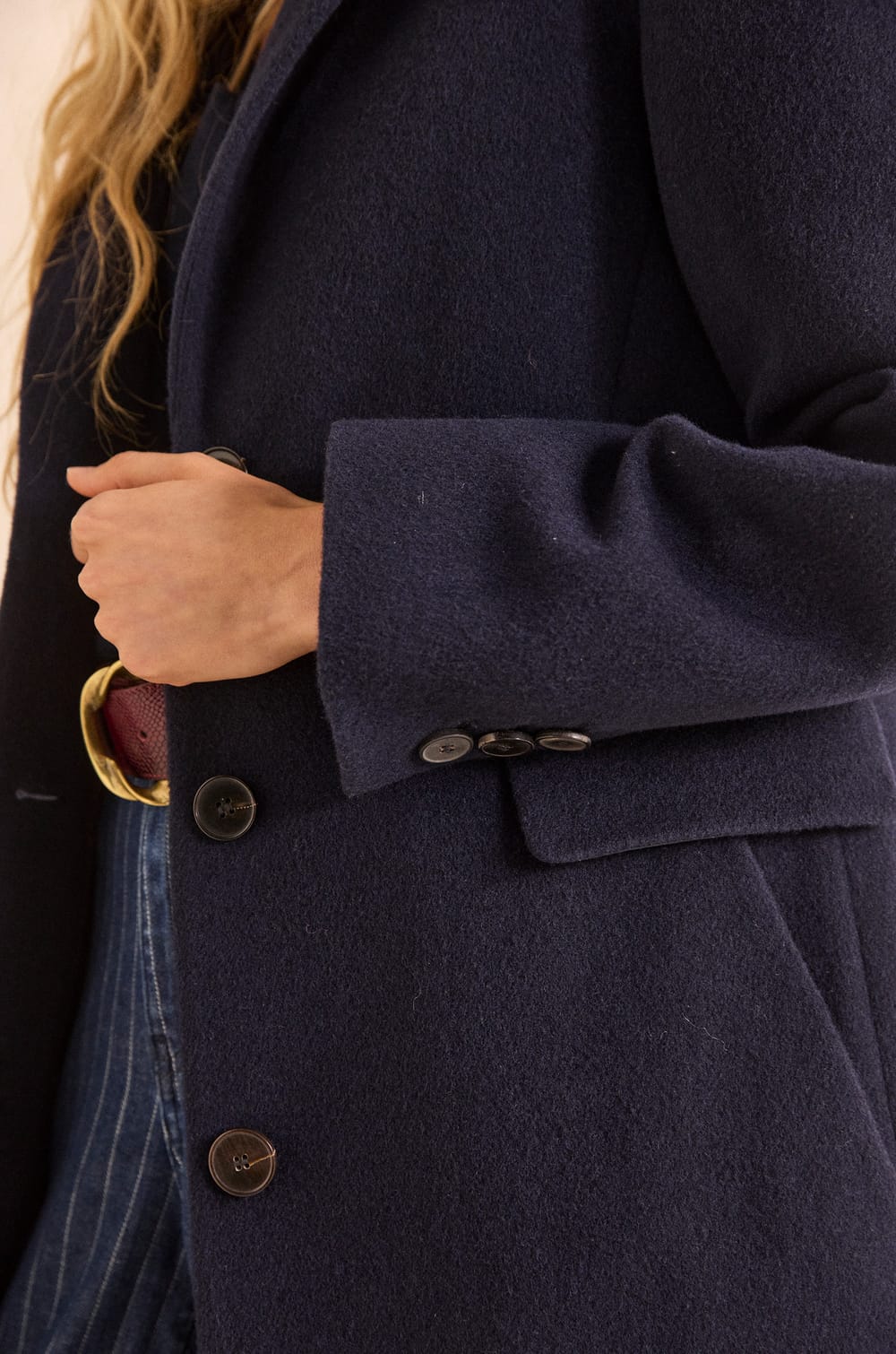 ANABELLE long wool tailored coat;${refinementColor}