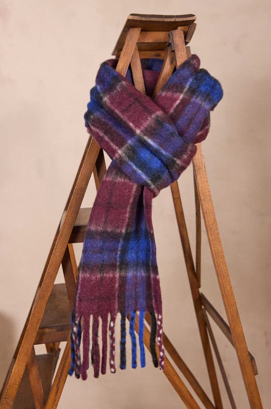 Woven checked wool blend scarf ROSALIE;${refinementColor}