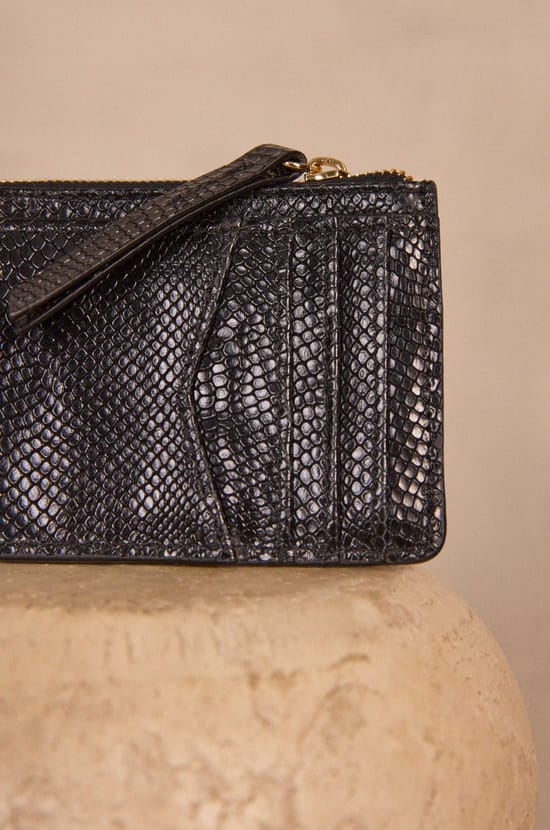VALENTIN python effect leather card holder;${refinementColor}