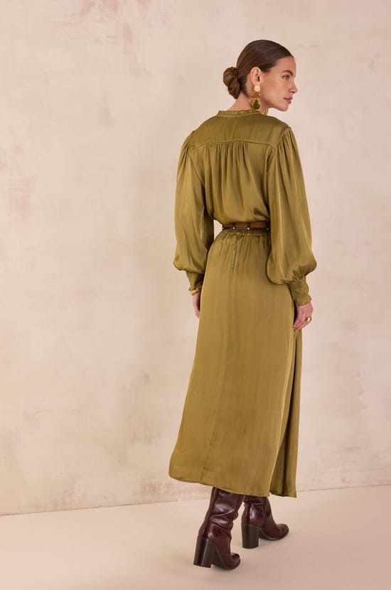 JULIANA satin long skirt;${refinementColor}