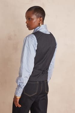 ABEL sleeveless tailored striped waistcoat;${refinementColor}