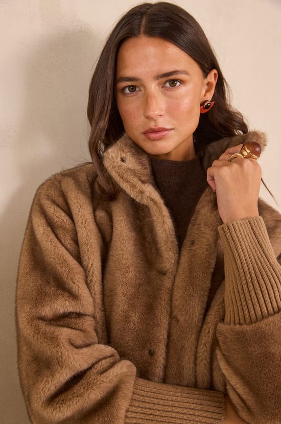 CYNTHIA faux fur jacket;${refinementColor}