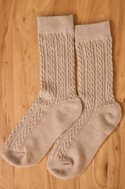 Light taupe blended wool socks FANNY;${refinementColor}