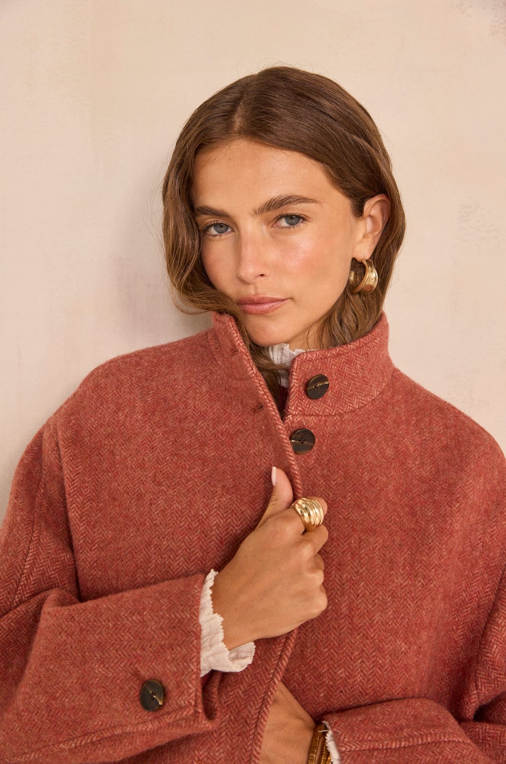 Manteau manches longues en laine m&eacute;lang&eacute;e DUSTIN;${refinementColor}