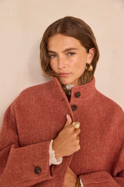 Long sleeve wool blend coat DUSTIN;${refinementColor}