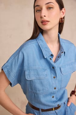 Chemise &agrave; manches courtes en denim DULCINEA;${refinementColor}