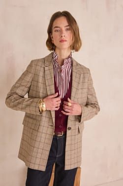 NELIA Prince of Wales check suit jacket;${refinementColor}