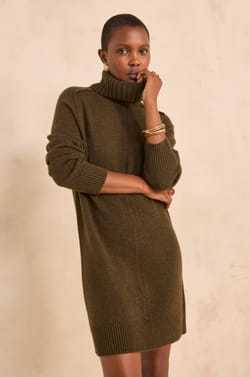 Perfect straight knit mixed wool dress;${refinementColor}