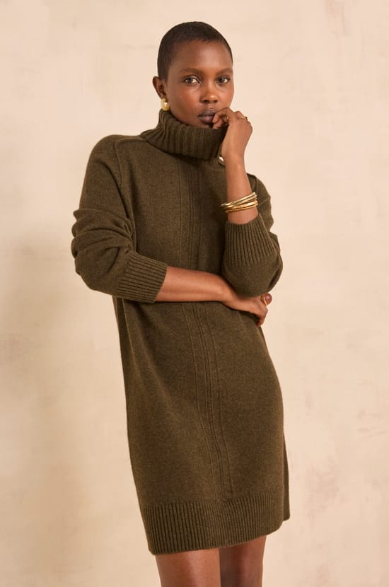 Perfect straight knit mixed wool dress;${refinementColor}