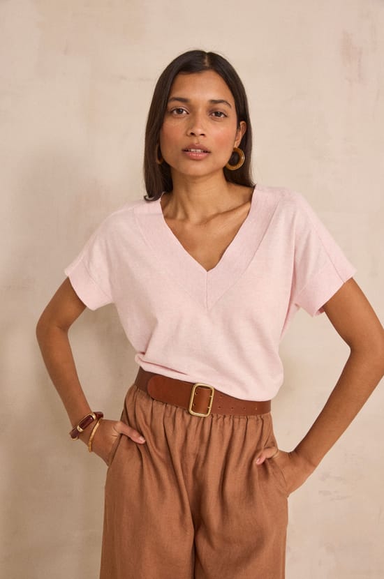 Pull &agrave; manches courtes en coton PRETTY;${refinementColor}