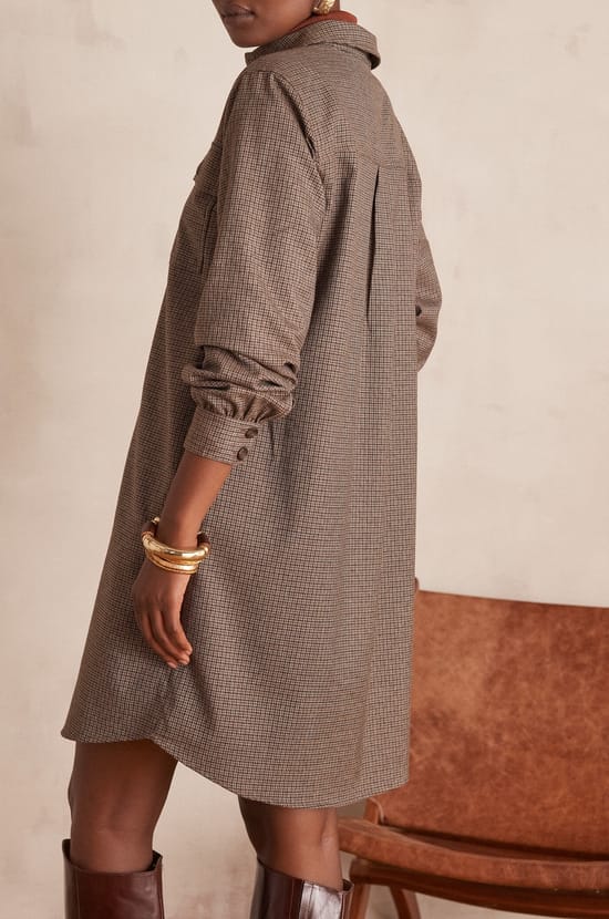 Robe MARLINE motif pied de poule;${refinementColor}