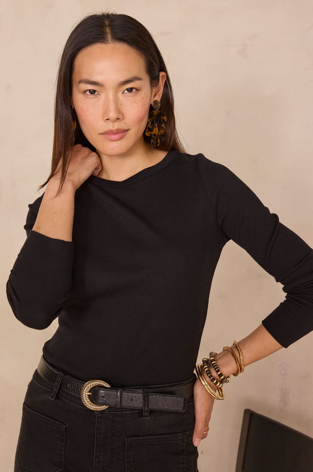 Ribbed long sleeve T-shirt LENA;${refinementColor}