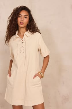 Short straight dress in mixed cotton WHITE;${refinementColor}