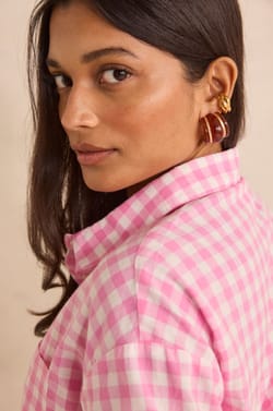 MARILOU long-sleeve cotton checkered shirt;${refinementColor}
