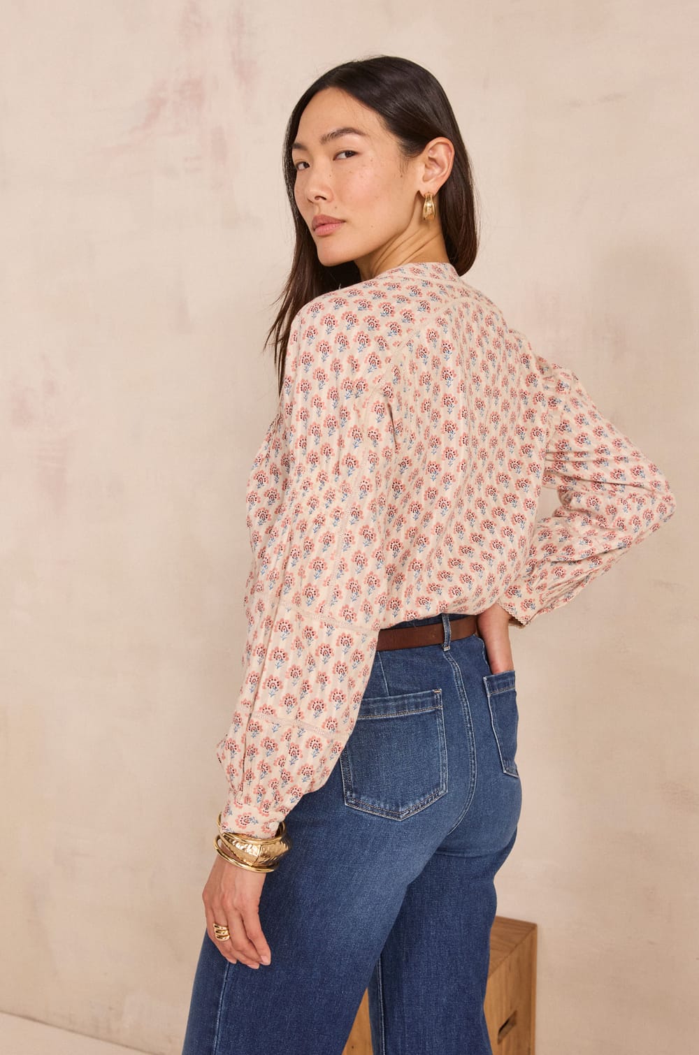 Printed cotton blouse DENNY;${refinementColor}
