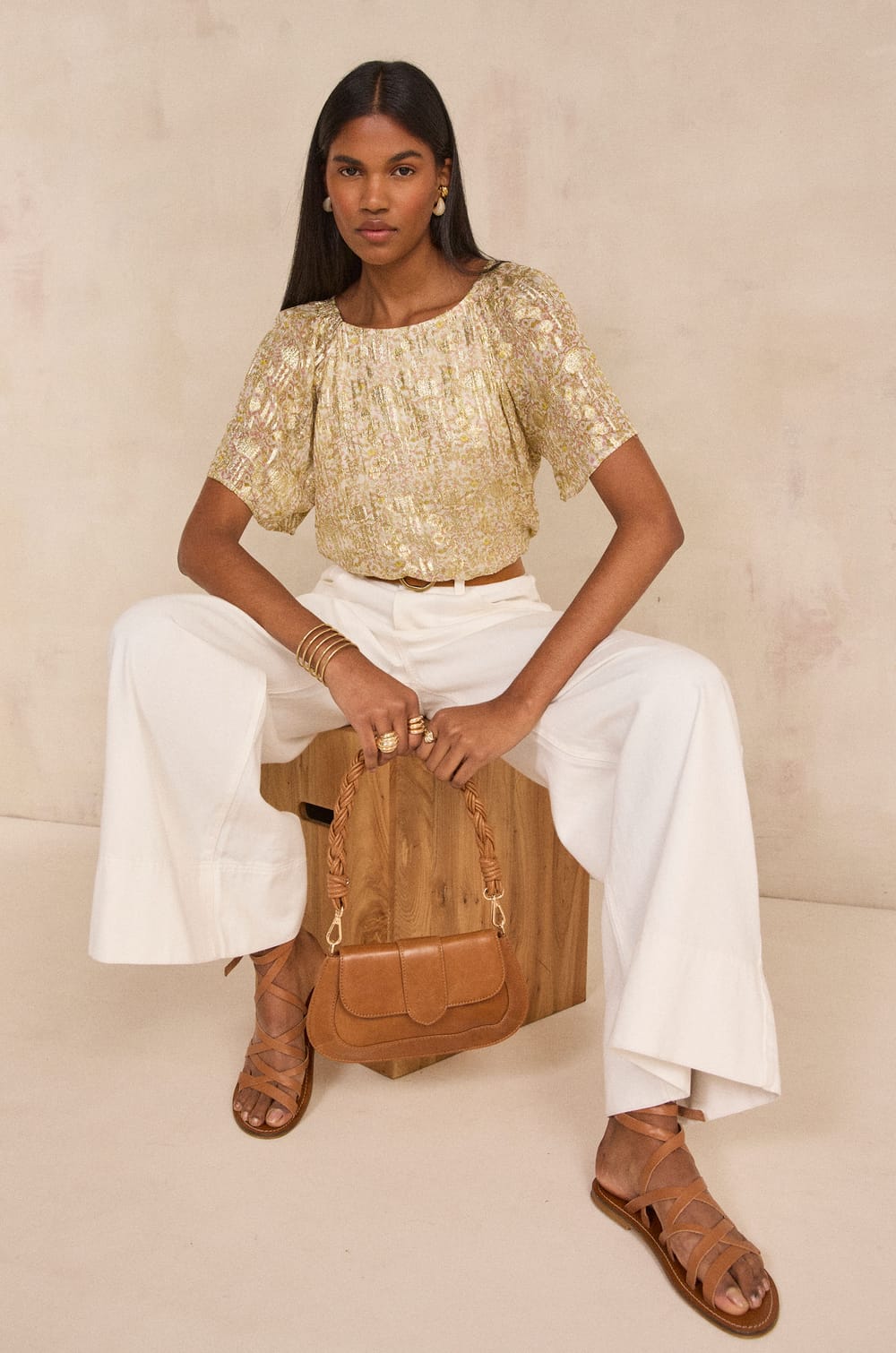 Pantalon large en coton TARA;${refinementColor}