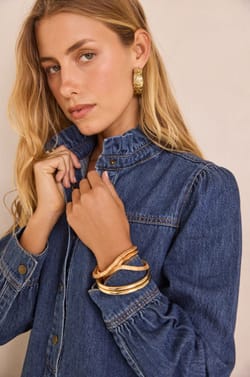Denim shirt dress with high collar BLAKE;${refinementColor}