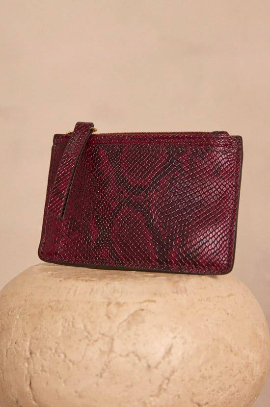 Valentin leather python effect card holder;${refinementColor}