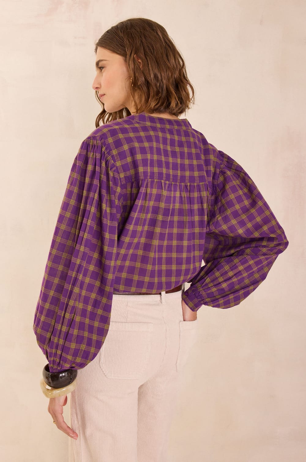 Blouse &agrave; carreaux en 100% coton DONATELLA;${refinementColor}