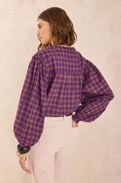 Blouse &agrave; carreaux en 100% coton DONATELLA;${refinementColor}