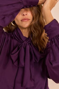 Fluid crepe blouse with tie SPIRIT;${refinementColor}