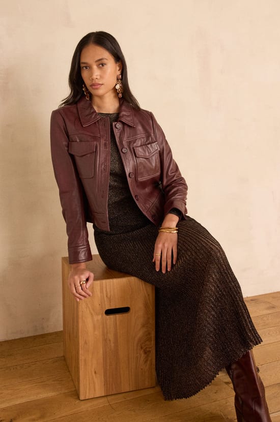 Pleated knit Skirt CARILLON;${refinementColor}