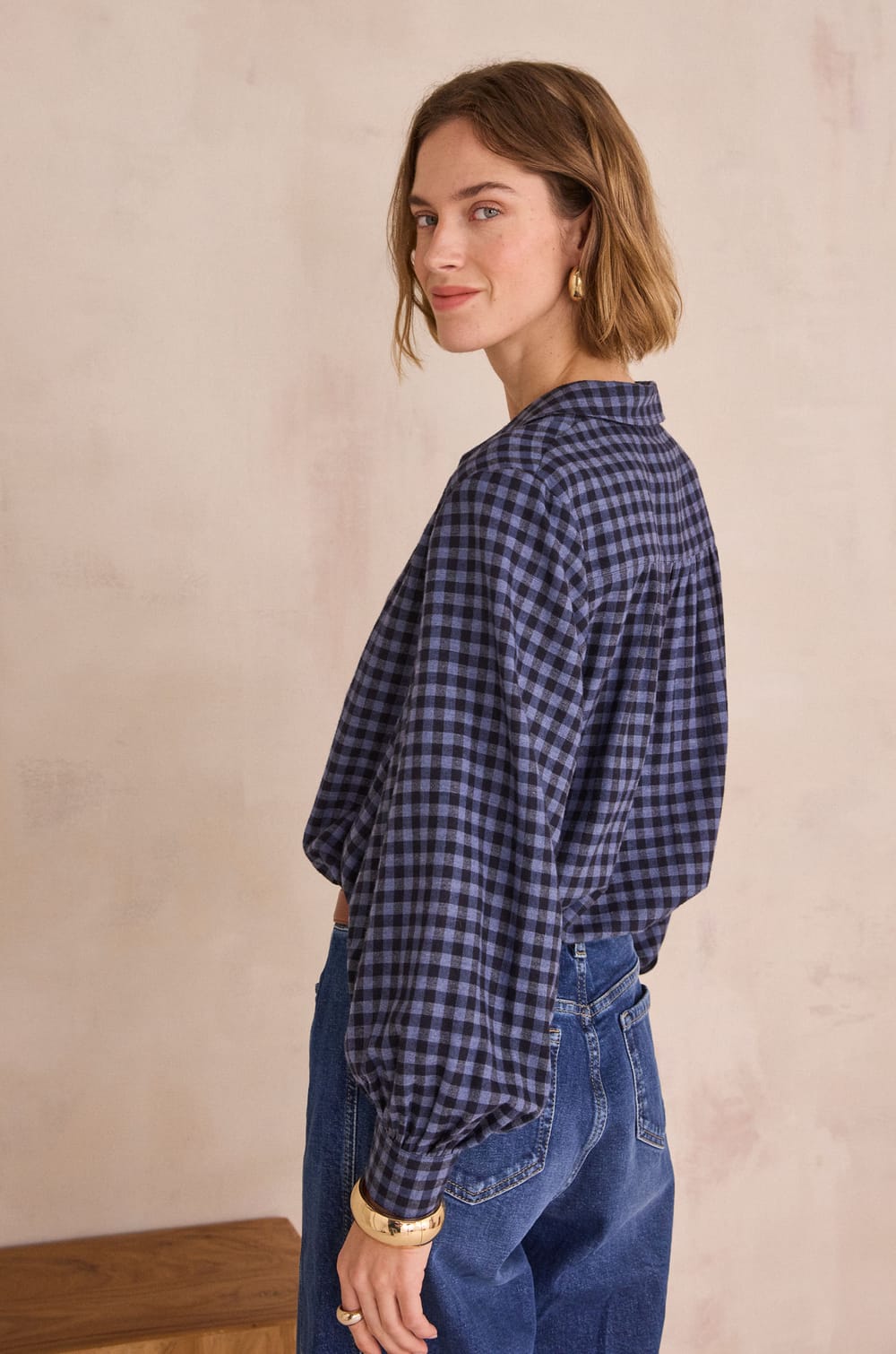 DANIA checkered shirt;${refinementColor}