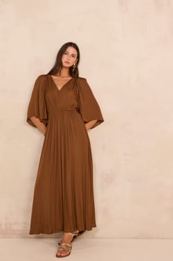 Fluid dress with 3/4 sleeves PERLA;${refinementColor}