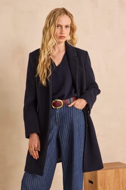 ANABELLE long wool tailored coat;${refinementColor}