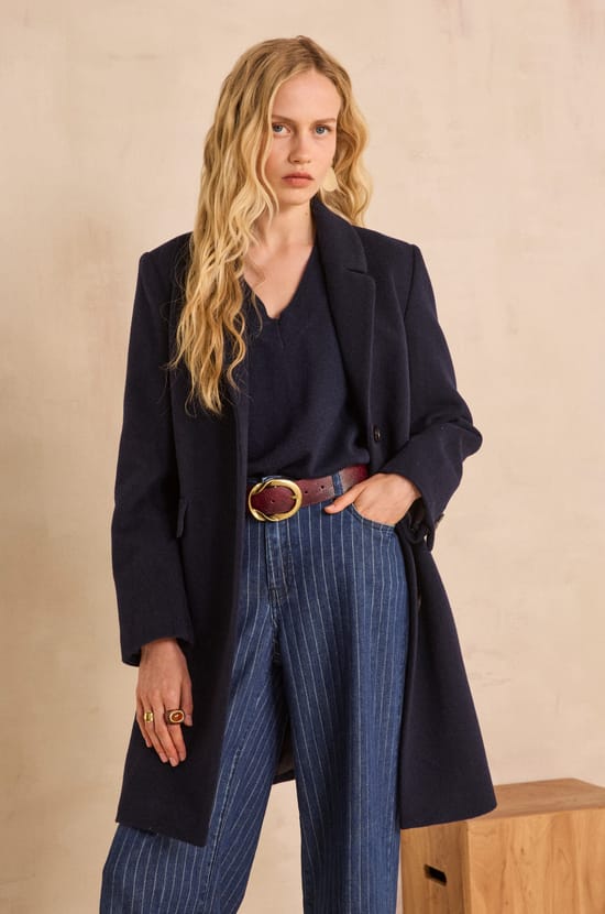ANABELLE long wool tailored coat;${refinementColor}