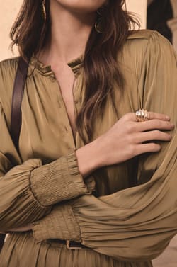 Satin blouse with puff sleeves DEESSE;${refinementColor}