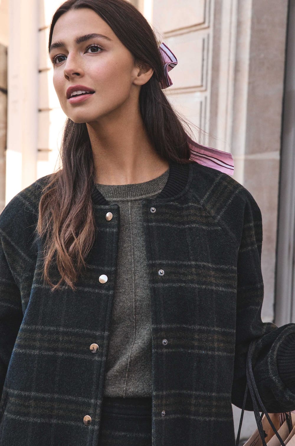 Bomber KIM de lana a cuadros;${refinementColor}