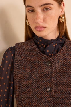 Sleeveless tweed vest in blended wool PHARELL;${refinementColor}
