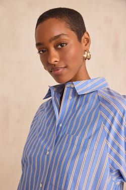 Striped cotton shirt dress BESTA;${refinementColor}