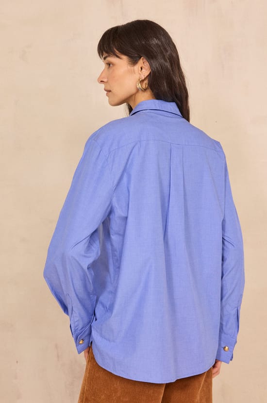 Chemisier bleu roi en coton MARINA;${refinementColor}