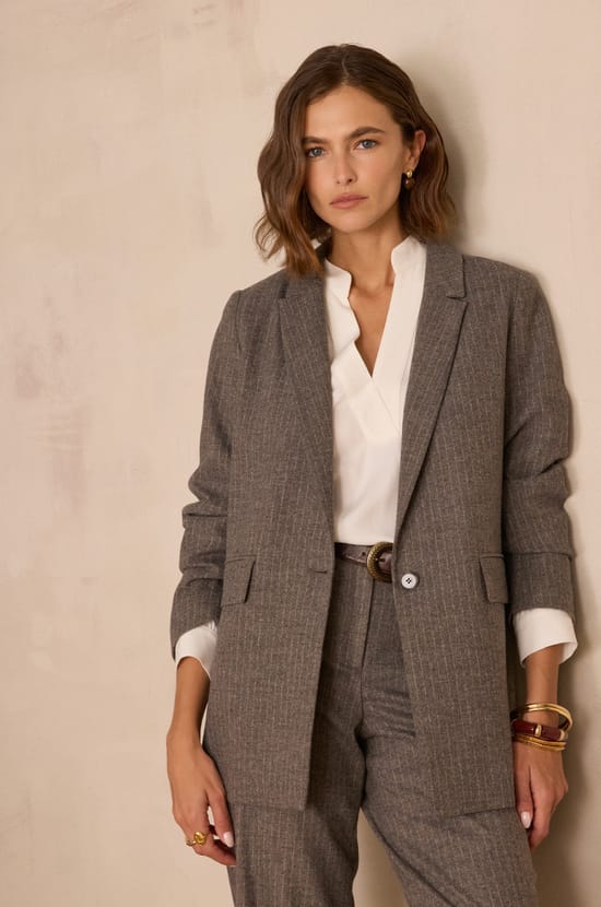 NELIA striped wool jacket;${refinementColor}