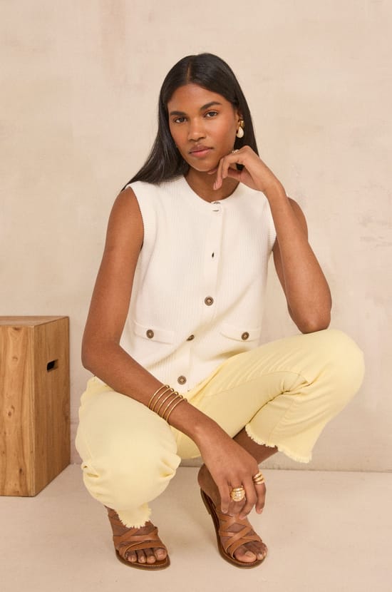 Sleeveless cotton vest PIERRO;${refinementColor}