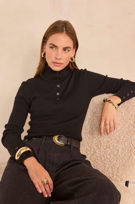 ASHLEY long sleeve blended wool sweater;${refinementColor}