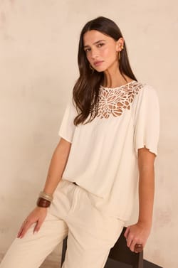 Short sleeve lace blouse MELISSA;${refinementColor}