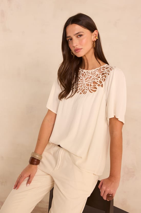 Short sleeve lace blouse MELISSA;${refinementColor}