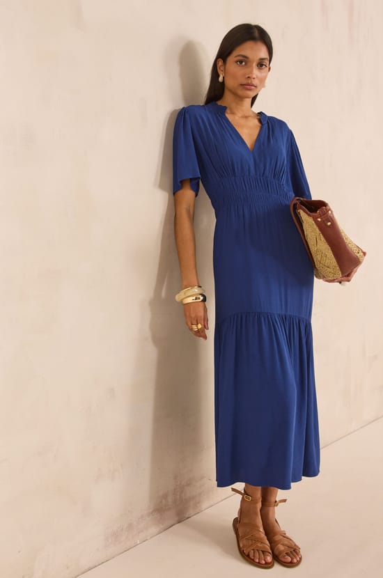 Fluid short-sleeved dress LANA;${refinementColor}