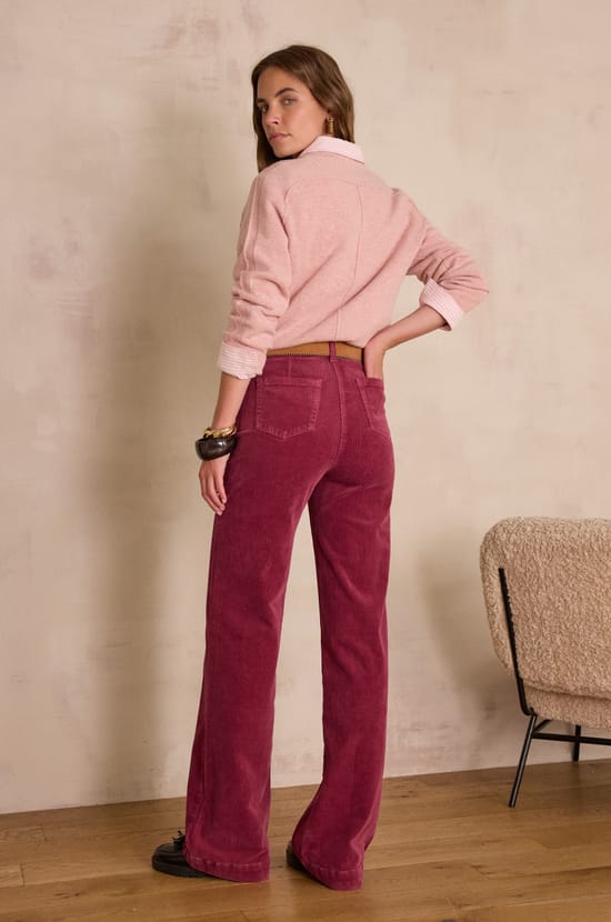 Pantalon flare LUNA en velours;${refinementColor}