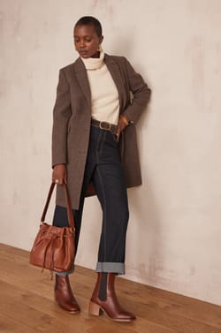 ANABELLE coat with chevron pattern;${refinementColor}