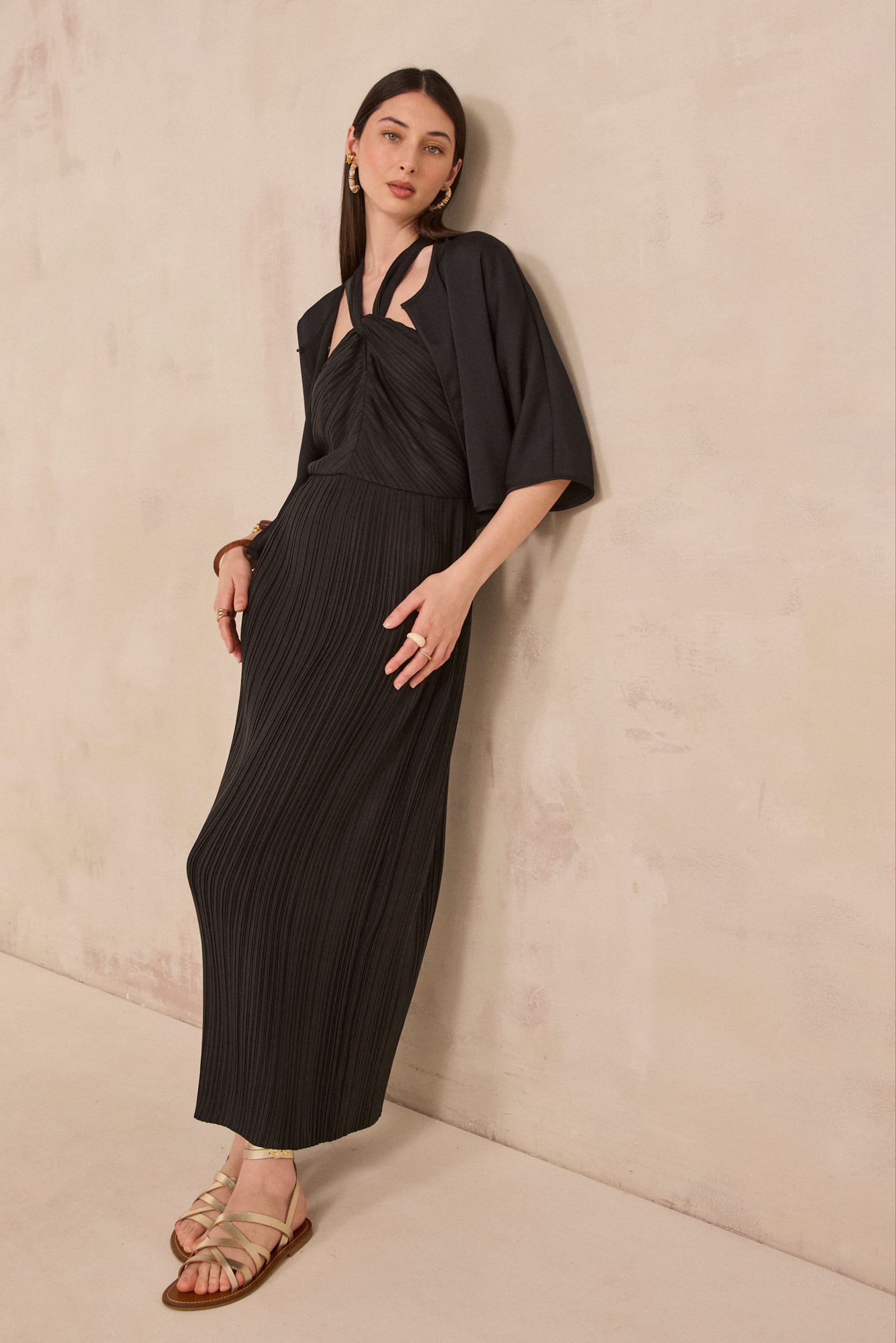 BAILEY pleated straight dress woman | BLACK | Maison 123