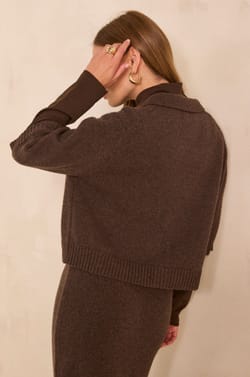 Chocolate 3/4 sleeve wool vest by ALDO;${refinementColor}